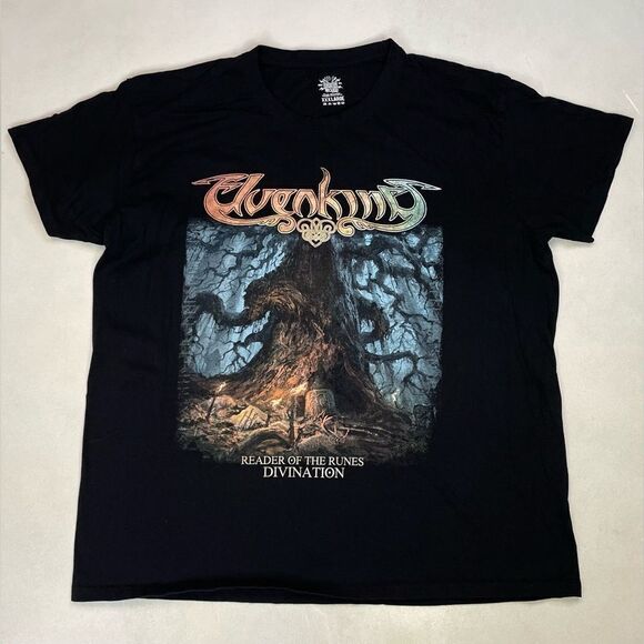backstage rock bar Other - Elvenking Reader Of The Runes Divination Graphic T-Shirt Men XXL Black Music
